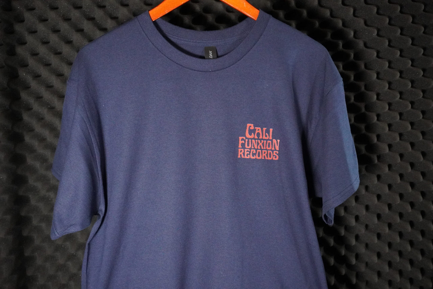 Cali Funxion Records Stack Logo Tee Navy Blue with Red image 1