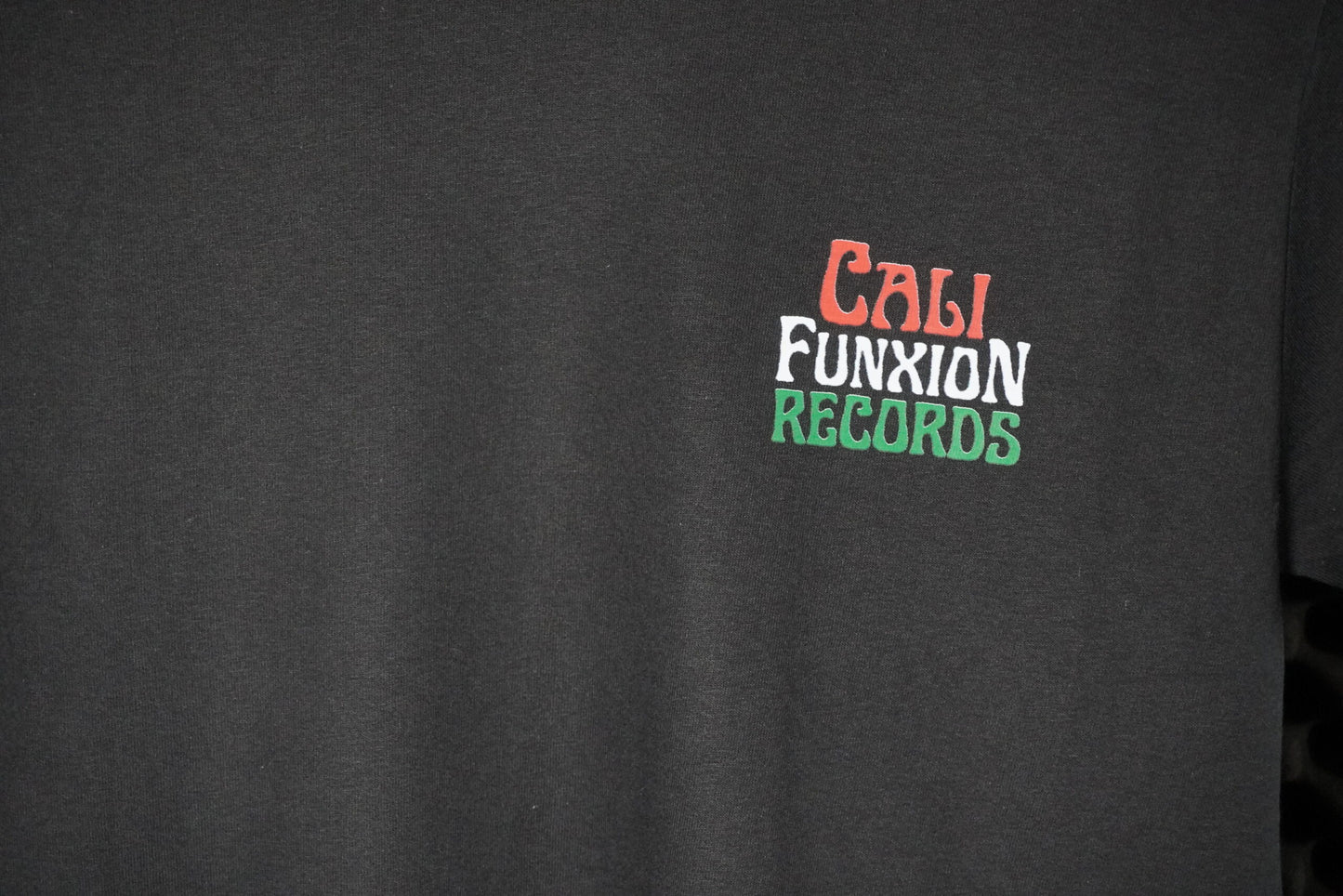 Cali Funxion Records Stack Logo Tee Black with Red White Green image 2