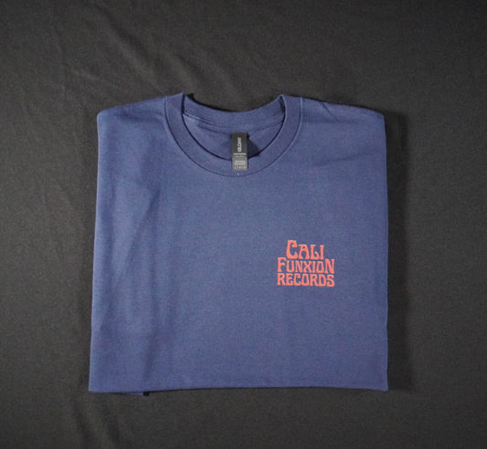 Cali Funxion Records Stack Logo Tee Navy Blue with Red image 0