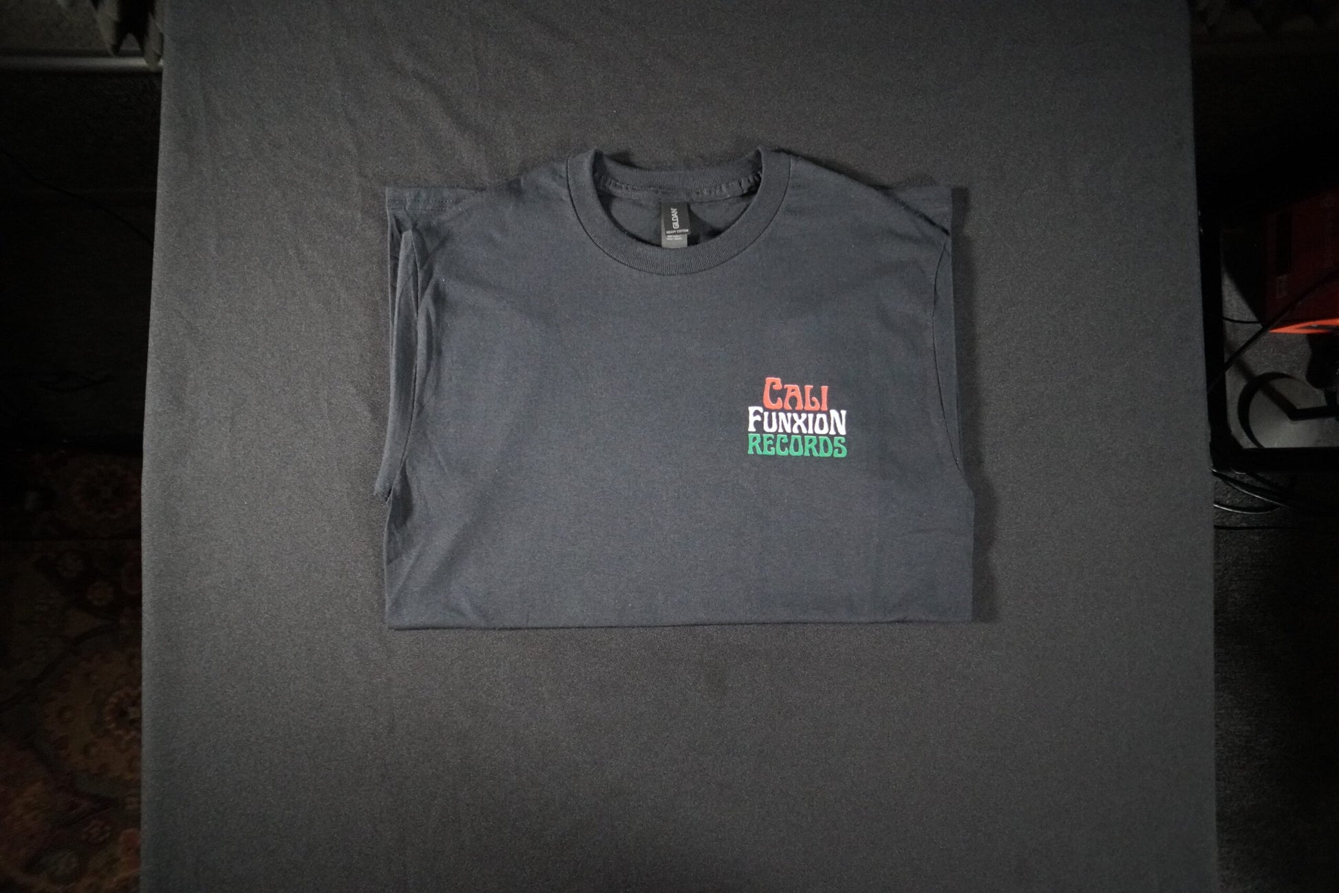 Cali Funxion Records Stack Logo Tee Black with Red White Green image 3
